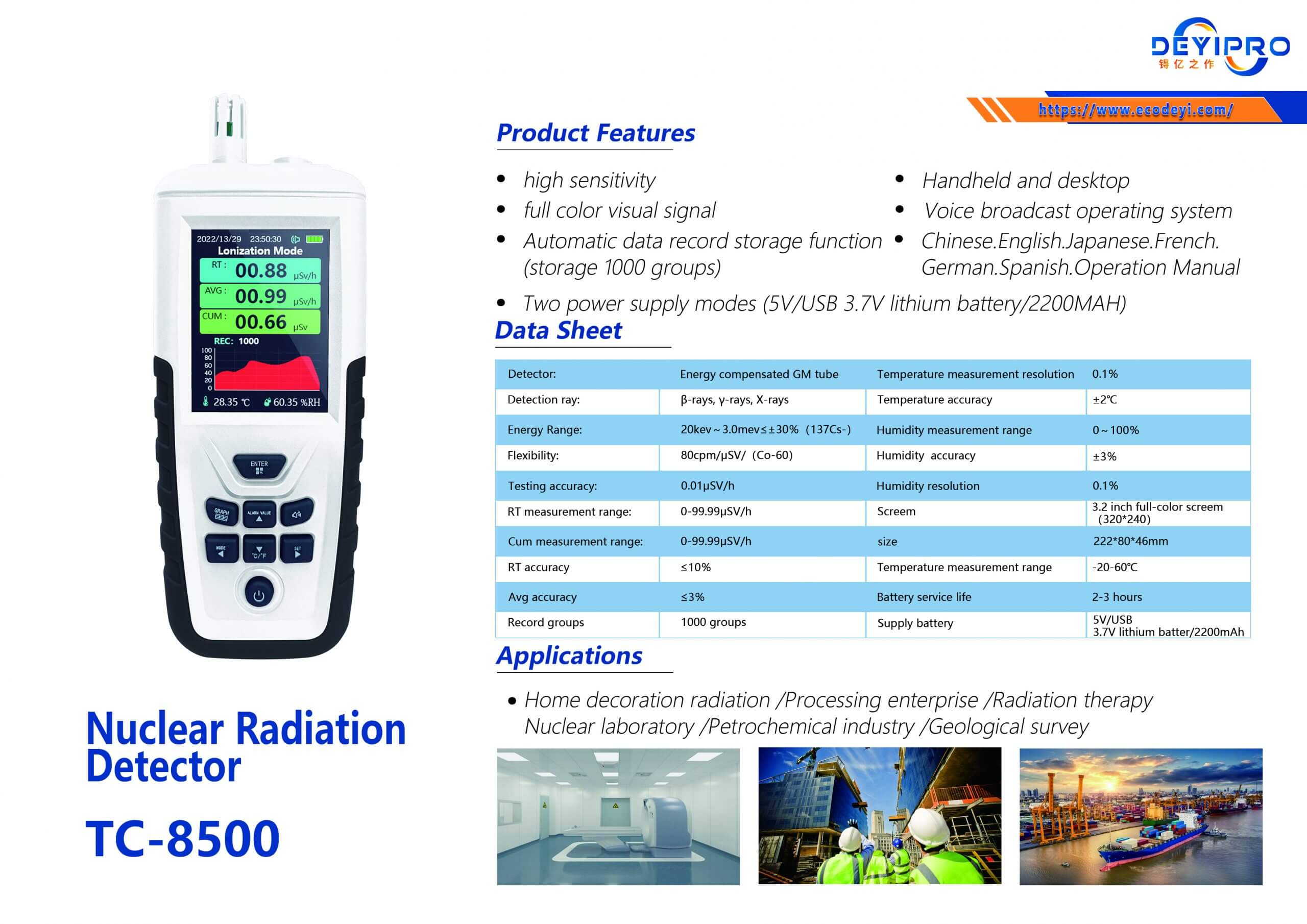 Parameter of TC 8500 scaled